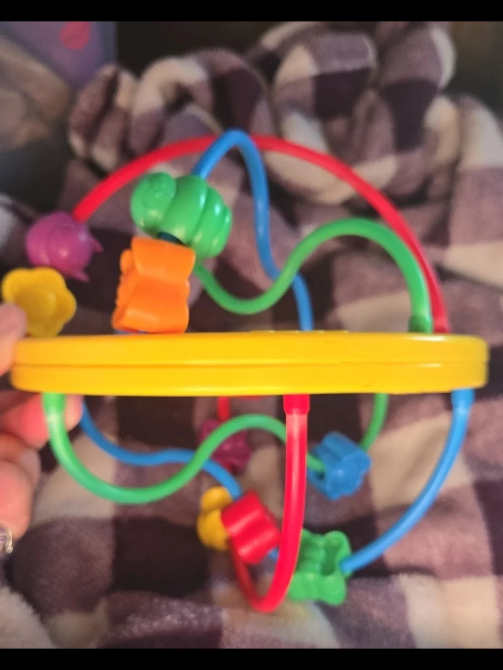 Fisher-Price Vintage 1995 Colorful Bead Maze Ring Toy-EUC